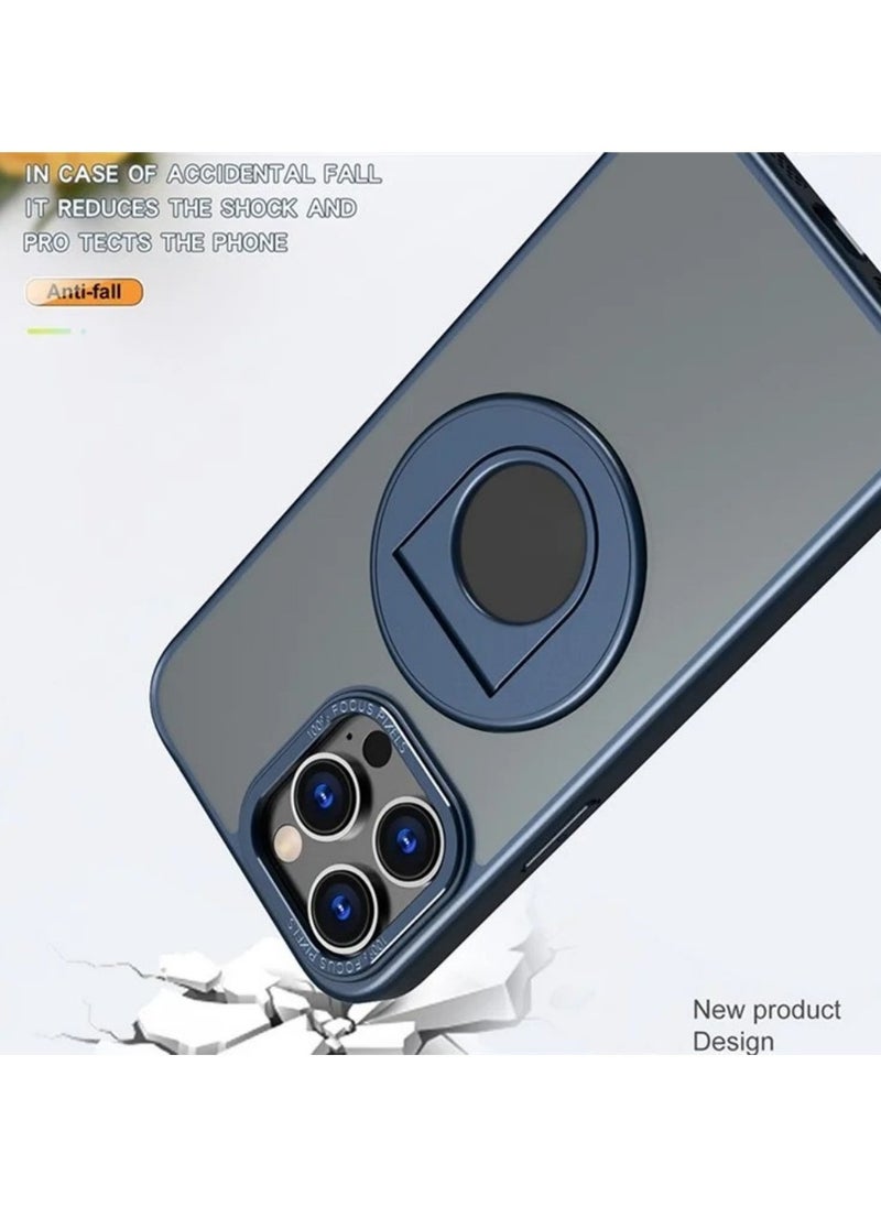 Magnetic Suction Phone Case for Apple iPhone 13 Pro with Ring Bracket Shell Blue