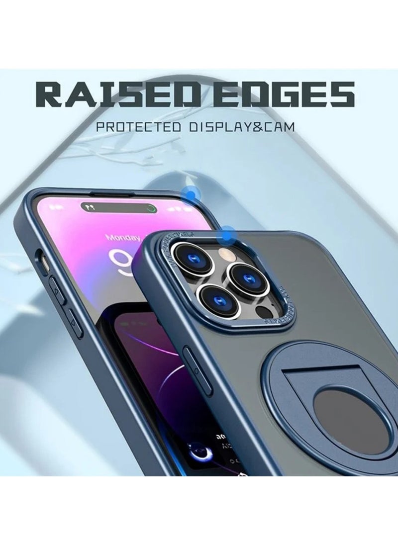 Magnetic Suction Phone Case for Apple iPhone 13 Pro with Ring Bracket Shell Blue