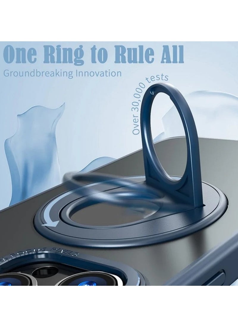 Magnetic Suction Phone Case for Apple iPhone 13 Pro with Ring Bracket Shell Blue
