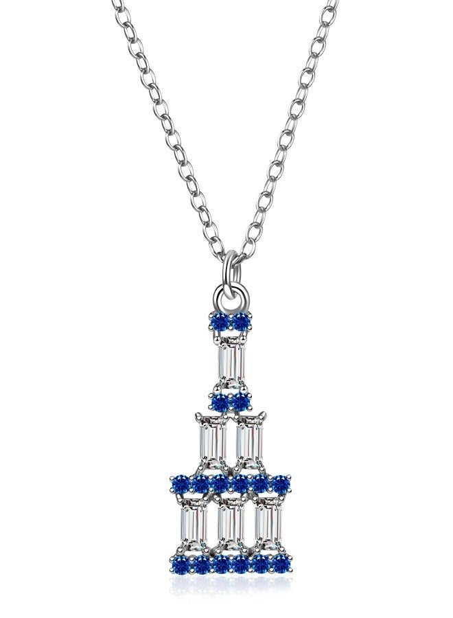 Moonmory 925 Sterling Silver Necklace for Women, Mosque Column Inspired With White Step stone, Stone Column Design for Ramadan, Valentine's Day, Mother's Day gift 50cm Adjustable - Image 1