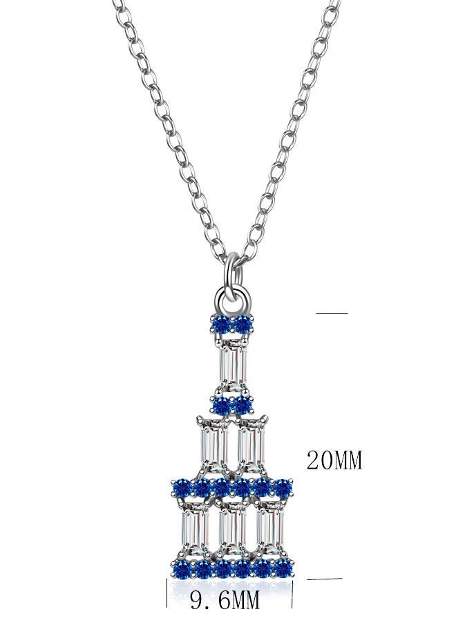 Moonmory 925 Sterling Silver Necklace for Women, Mosque Column Inspired With White Step stone, Stone Column Design for Ramadan, Valentine's Day, Mother's Day gift 50cm Adjustable - Image 2