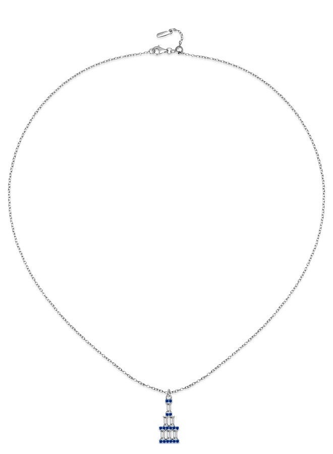 Moonmory 925 Sterling Silver Necklace for Women, Mosque Column Inspired With White Step stone, Stone Column Design for Ramadan, Valentine's Day, Mother's Day gift 50cm Adjustable - Image 4