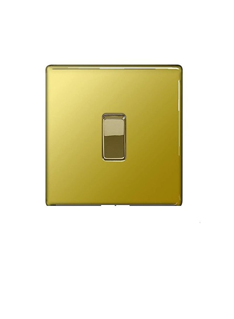 BG Electrical FPB1212 1-Gang 2-Way Metal Brushed/Stainless Steel Light Switch - Polished Brass - Image 3