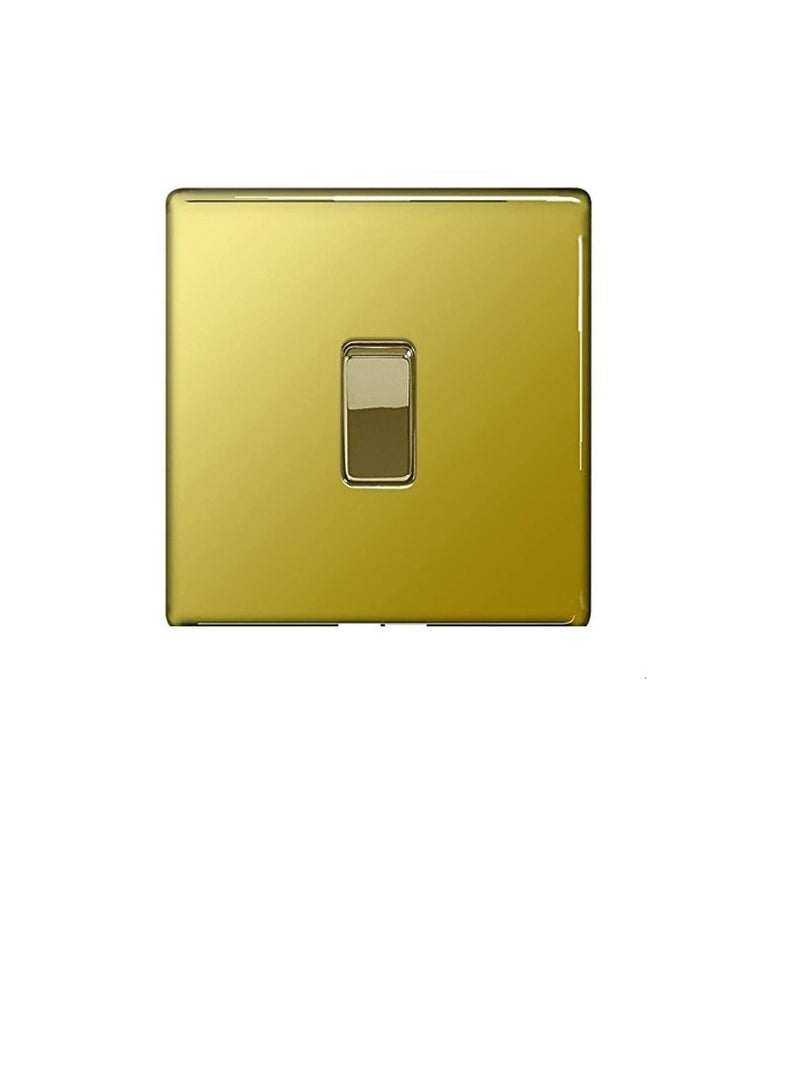 BG Electrical FPB1212 1-Gang 2-Way Metal Brushed/Stainless Steel Light Switch - Polished Brass - Image 1