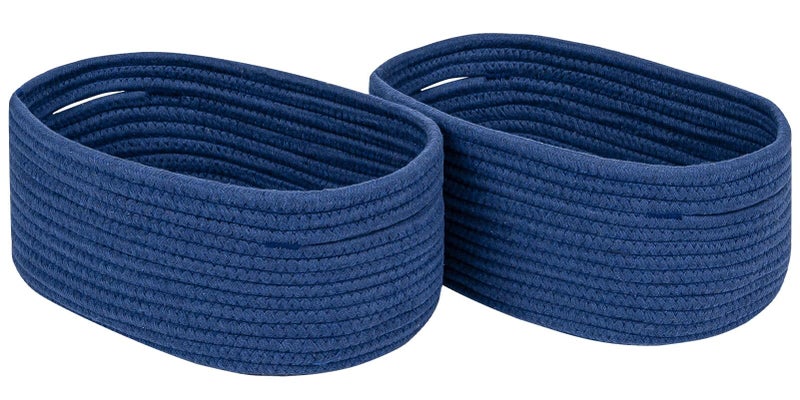 CubesLand Storage Basket, Cotton Rope, Navy Blue, 2 Pack, Organizing/Storage, Closet, Shelves, Decorative - Image 1