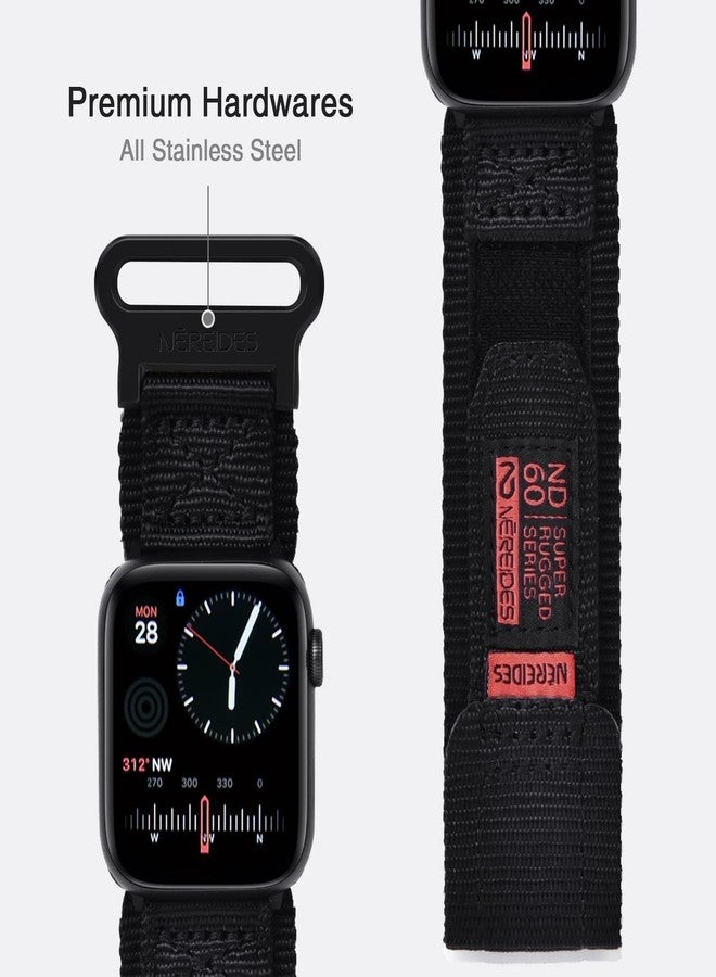 Nereides Compatible with Apple Watch Series 11 Band Series 10/9/8/7/6/5/4/SE/SE2/SE3/Ultra 3/2/1, Nylon Sports Strap with Woven Design for 49mm/46mm/45mm/44mm (L, Black) - Image 4
