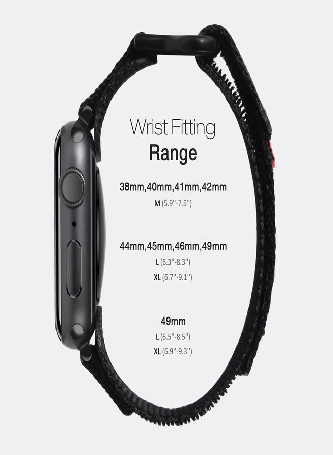 Nereides Compatible with Apple Watch Series 11 Band Series 10/9/8/7/6/5/4/SE/SE2/SE3/Ultra 3/2/1, Nylon Sports Strap with Woven Design for 49mm/46mm/45mm/44mm (L, Black) - Image 2