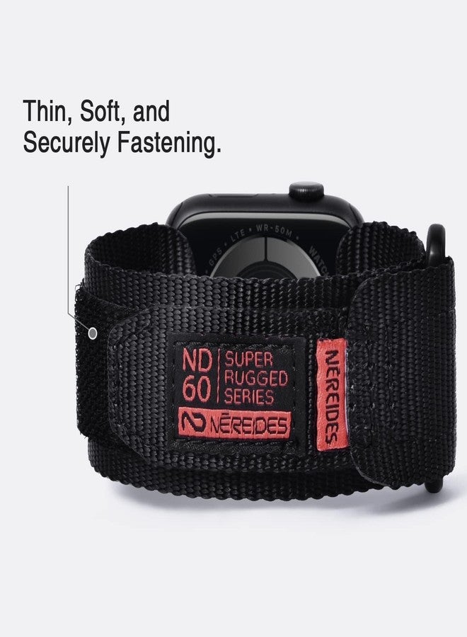 Nereides Compatible with Apple Watch Series 11 Band Series 10/9/8/7/6/5/4/SE/SE2/SE3/Ultra 3/2/1, Nylon Sports Strap with Woven Design for 49mm/46mm/45mm/44mm (L, Black) - Image 5