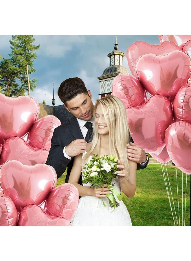 15 Pcs 18 Inch Pink Heart Foil Balloons Love Heart Shaped Aluminum Balloons - Image 2