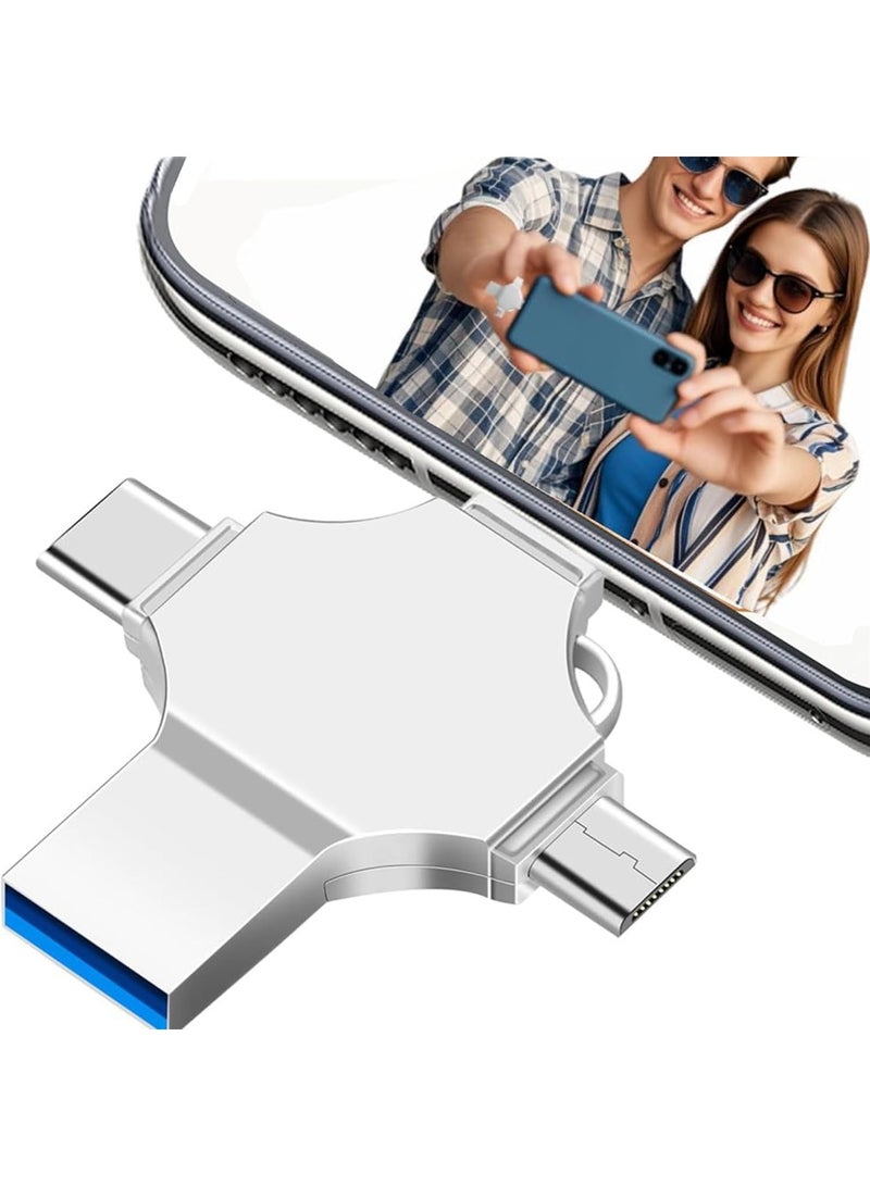 محرك أقراص فلاش USB 3.0 سعة 128 جيجابايت 4 في 1 لأجهزة iPhone و iPad و Android و Mac و PC - Image 4