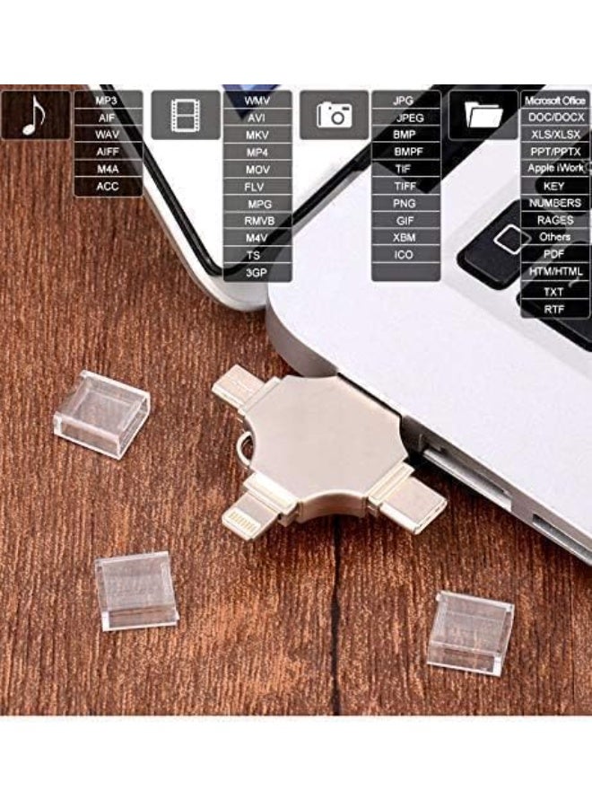 محرك أقراص فلاش USB 3.0 سعة 128 جيجابايت 4 في 1 لأجهزة iPhone و iPad و Android و Mac و PC - Image 2