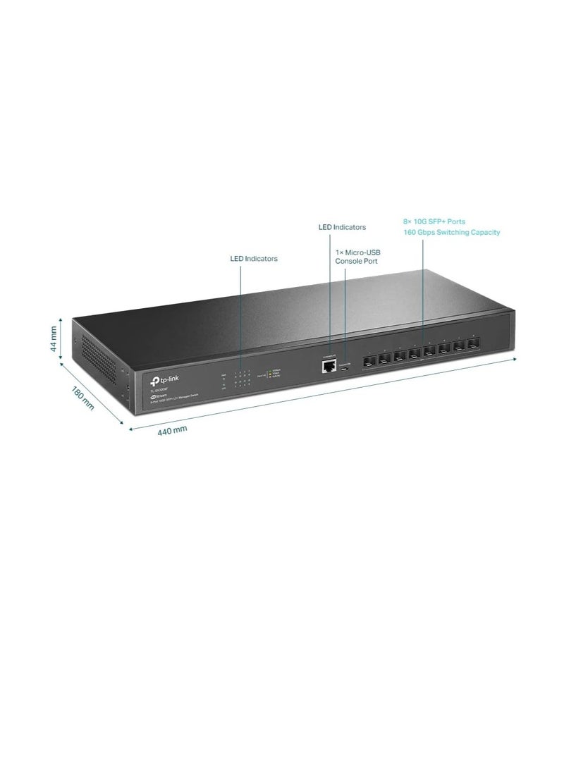 Tp-link Tl TP-Link TL-SX3008F | 8 Port 10G SFP+ Enterprise Level Switch | L2+ Smart Managed | Omada SDN Integrated | IPv6 | Static Routing | L2/L3/L4 QoS, IGMP & LAG | Limited Lifetime Protection  - Image 2