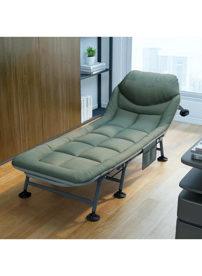 GO2CAMPS Premium Foldable Cushioned 8-Leg Camping Bed & Office Nap Cot – Heavy Duty Portable Sleeping Cot with Thick Padded Mattress, Ergonomic Recliner Headrest, Side Storage Pocket, and Sturdy Steel Frame for Outdoor Camping, Travel, Guest Use, and Office Rest - Image 4