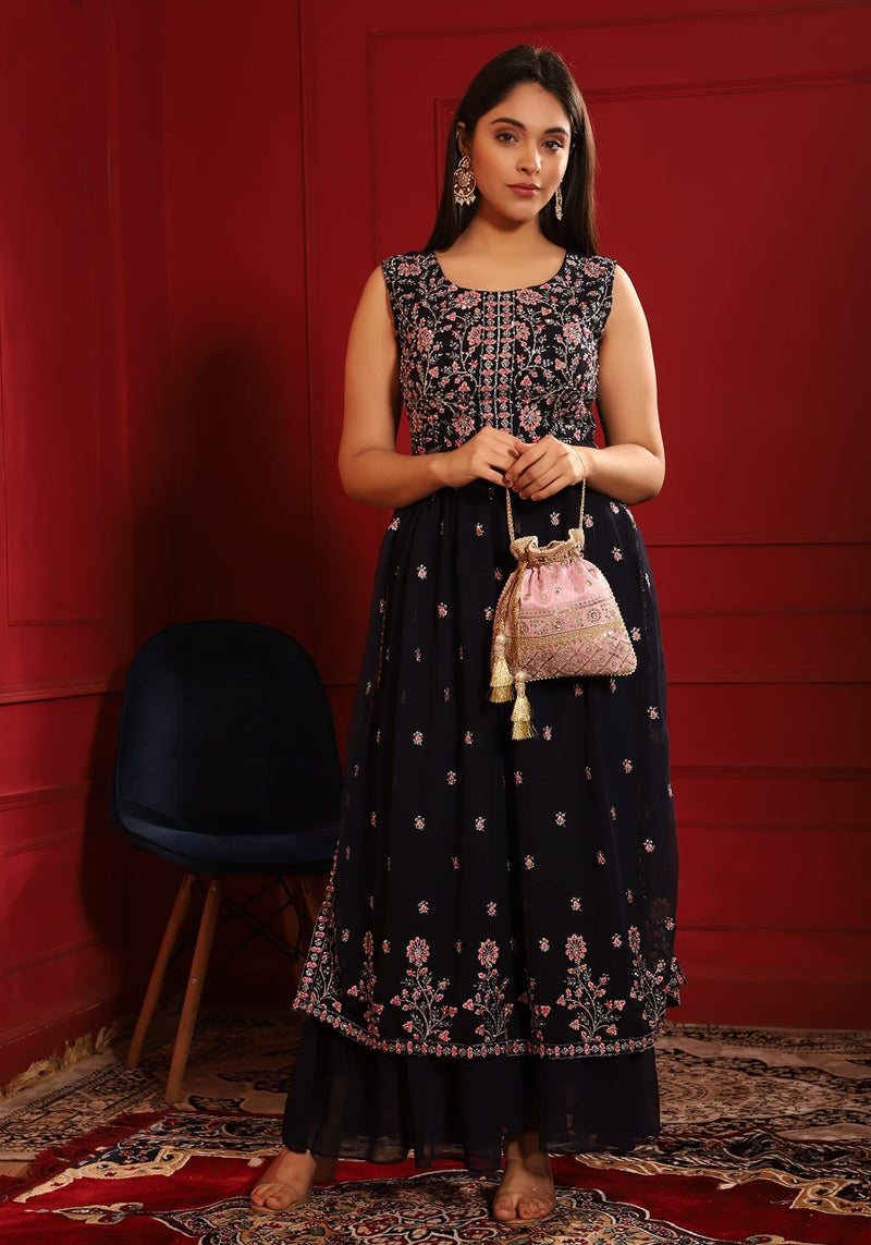 MASQ By Q-One Embroidered Silk Potli Bags - Handcrafted For Weddings, Festive Season & Special Occasions With Beads And Sequins - Made In India,1 Count - Image 5