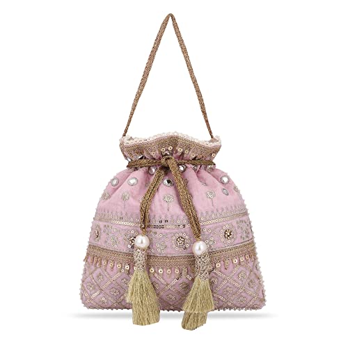 MASQ By Q-One Embroidered Silk Potli Bags - Handcrafted For Weddings, Festive Season & Special Occasions With Beads And Sequins - Made In India,1 Count - Image 1