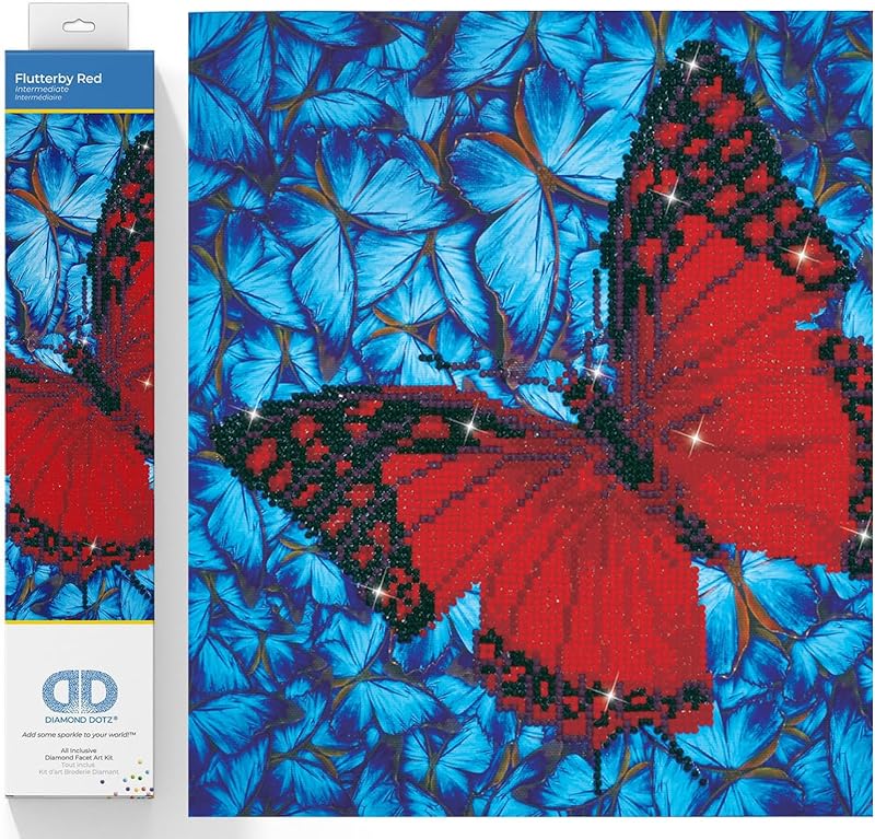 Diamond Dotz DD5-020 Red Butterfly 12 x 12 Inch Diamond Painting Diamond Painting Diamond Sparkling Painting for Kids and Adults