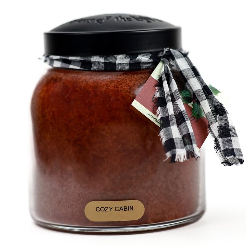 A Cheerful Giver A Cheerful Giver  Cozy Cabin  34oz Papa Scented Candle Jar with Lid  Keepers of the Light  155 Hours of Burn Time Gift for Women Red 