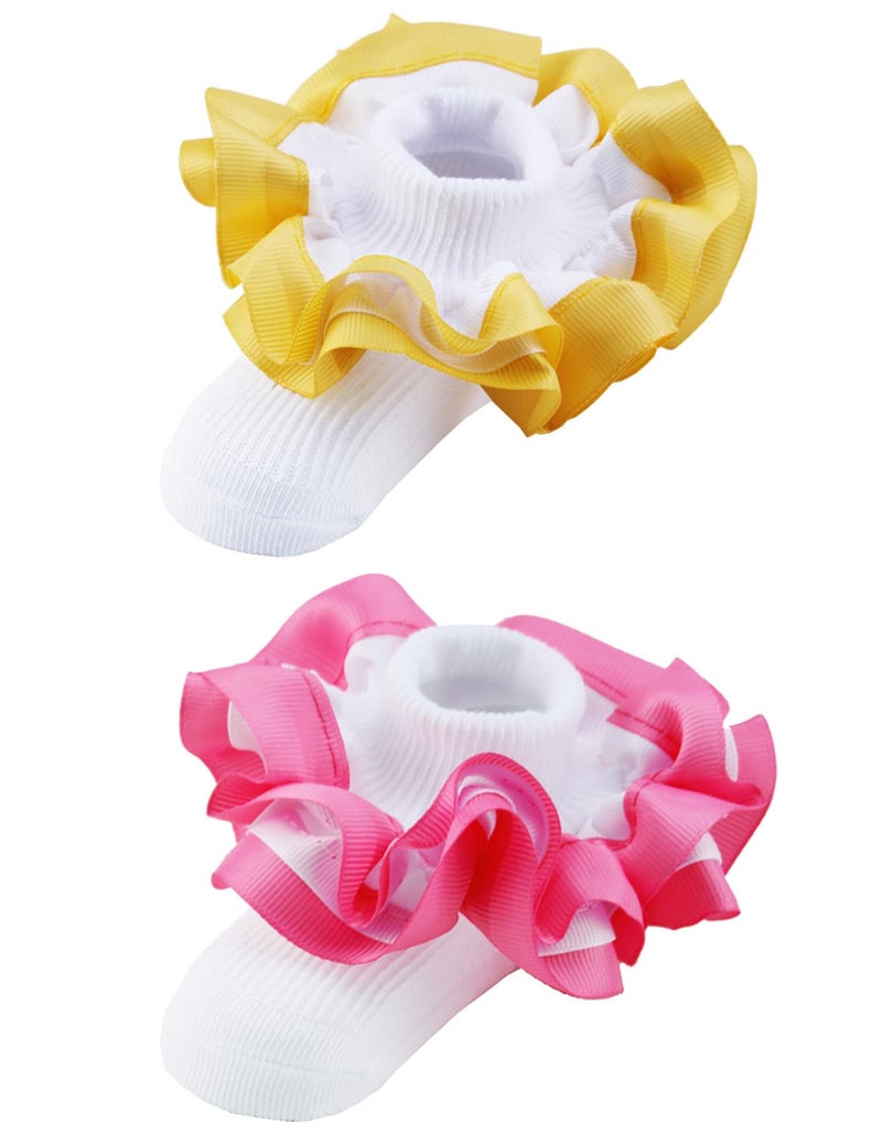 PrinceSasa Infant Newborn Toddlers Socks Princess Party Ruffle Colorful Lace (Pack of 2),3FPB2S2,size 0-12 Months(1Y) - Image 3