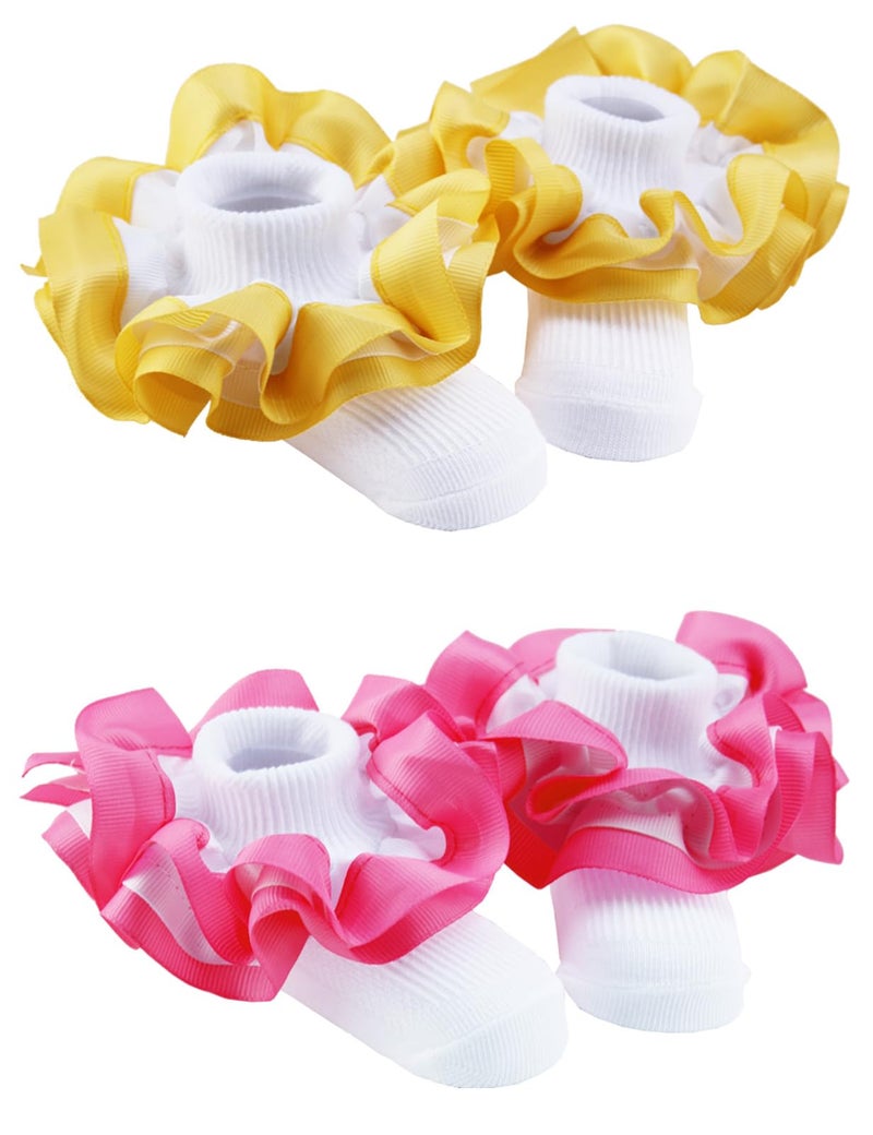 PrinceSasa Infant Newborn Toddlers Socks Princess Party Ruffle Colorful Lace (Pack of 2),3FPB2S2,size 0-12 Months(1Y) - Image 1