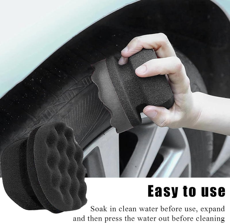 KVAEY 2 PCS Tire Dressing Applicator Pads, Reusable Hex Grip Tire Shine Applicator Polishing Sponge Pads, Wheel Tire Shine Detailing Foam for Most Vehicles, Car Accessories (Black, Small) - Image 4