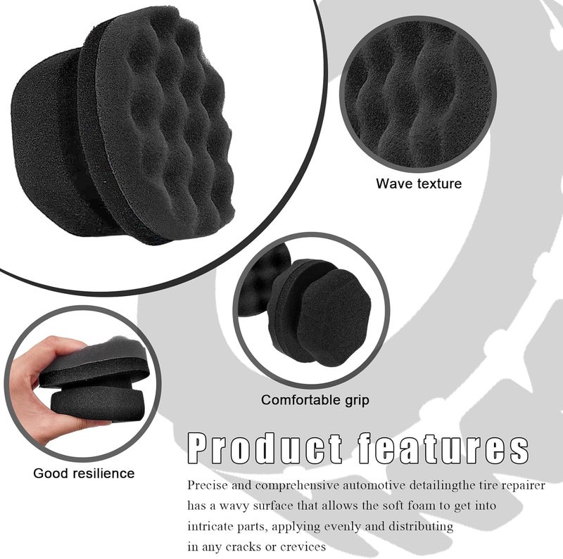 KVAEY 2 PCS Tire Dressing Applicator Pads, Reusable Hex Grip Tire Shine Applicator Polishing Sponge Pads, Wheel Tire Shine Detailing Foam for Most Vehicles, Car Accessories (Black, Small) - Image 3