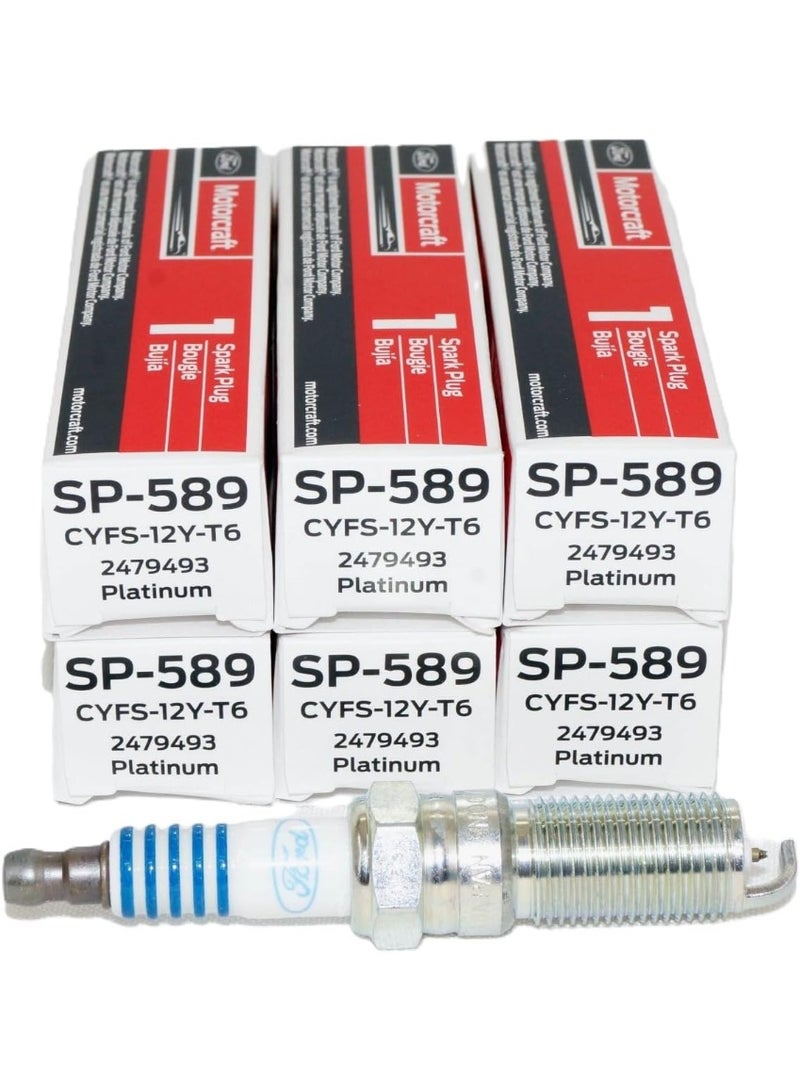 Motorcraft SP-589 Platinum Spark Plugs CYFS12YT6 (6 Pack) - Image 1