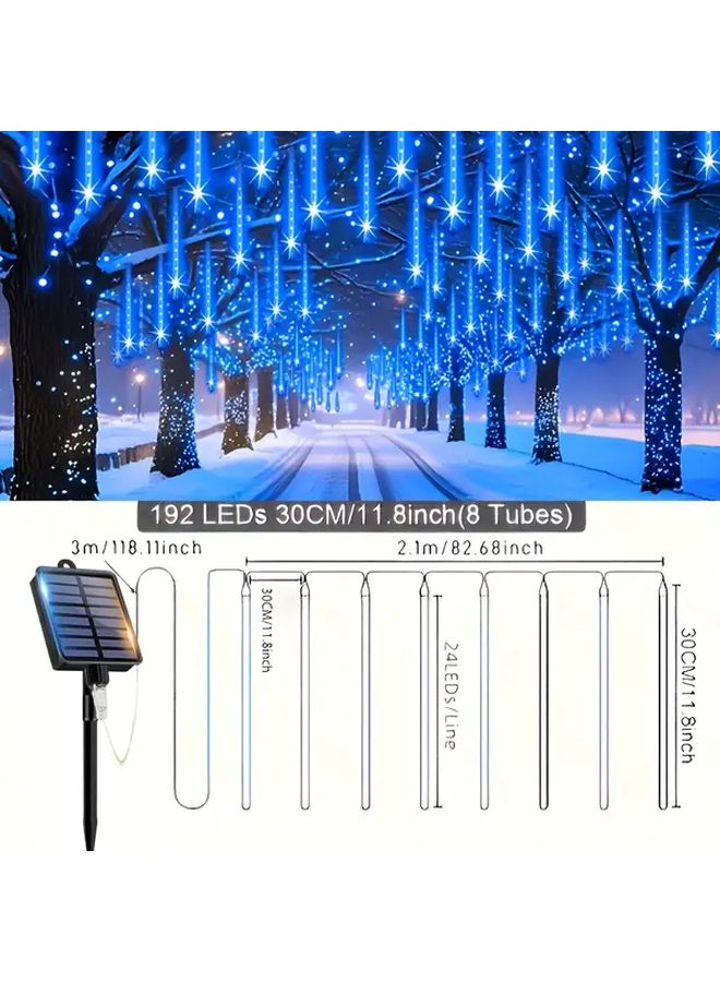 Loyyz 192 لمبة زخرفية على شكل زخات نيزكية قيادة عيد الميلاد LED خارجية حديقة ديكور IPX4 أزرق لامع لحفلة عيد الشكر عيد الحب الزفاف شجرة بار كافي عرض متجر - Image 3