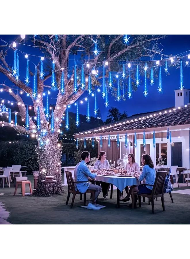Loyyz 192 لمبة زخرفية على شكل زخات نيزكية قيادة عيد الميلاد LED خارجية حديقة ديكور IPX4 أزرق لامع لحفلة عيد الشكر عيد الحب الزفاف شجرة بار كافي عرض متجر - Image 4