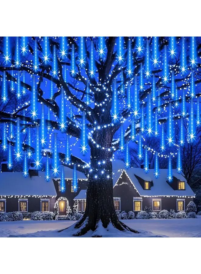 Loyyz 192 لمبة زخرفية على شكل زخات نيزكية قيادة عيد الميلاد LED خارجية حديقة ديكور IPX4 أزرق لامع لحفلة عيد الشكر عيد الحب الزفاف شجرة بار كافي عرض متجر - Image 5