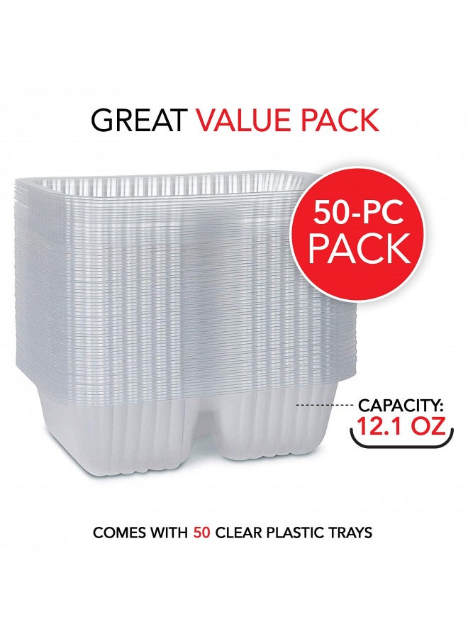 12oz Plastic Nacho Trays (50 Pack) Small Disposable Tray for Nachos & Cheese Dip, Concession Stand Supplies, Movie Night Snacks for Kids, Carnival Party Decorations, Food Boats, Snack Containers