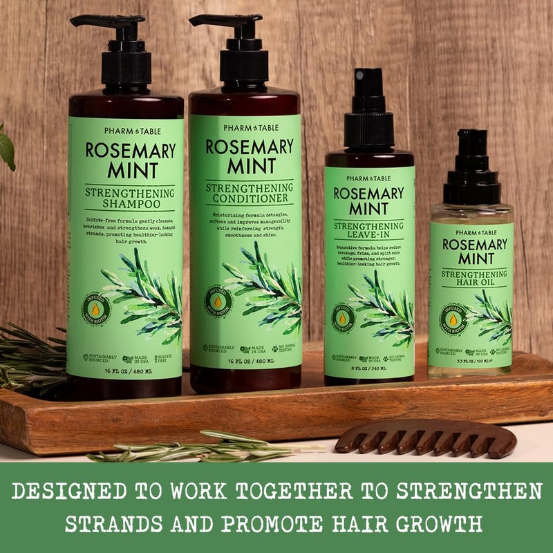Pharm to Table Leave In Conditioner Spray - Rosemary & Mint Scalp Treatment - Anti-Dandruff and Dry & Itchy Scalp treatment, Hydrating & Medicated Formula for Psoriasis and Scalp Care - Detangles & Nourishes Hair. - Image 4