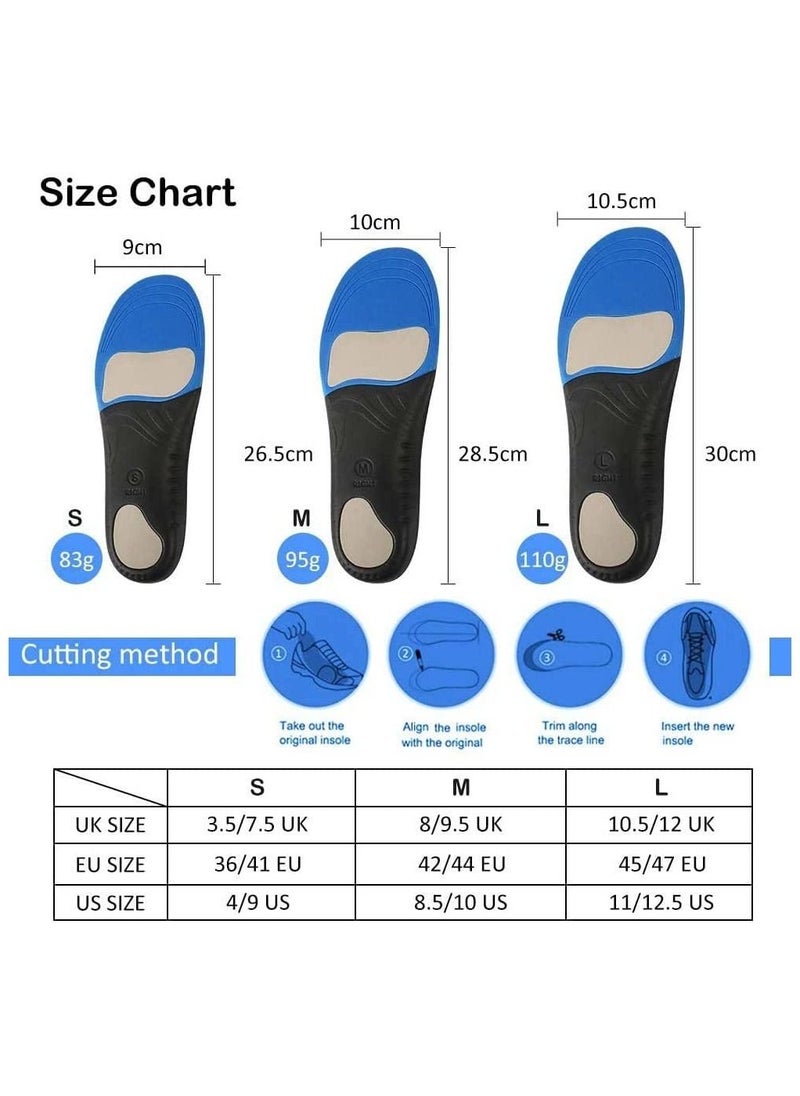 SYOSI - Orthotic Insoles Arch Support Soft Plantar Fasciitis Full-Length Shock Absorption Cushioning Function Inserts For Flat Feet Heel Spurs Foot Pain Overpronation M 42-44 - Image 1