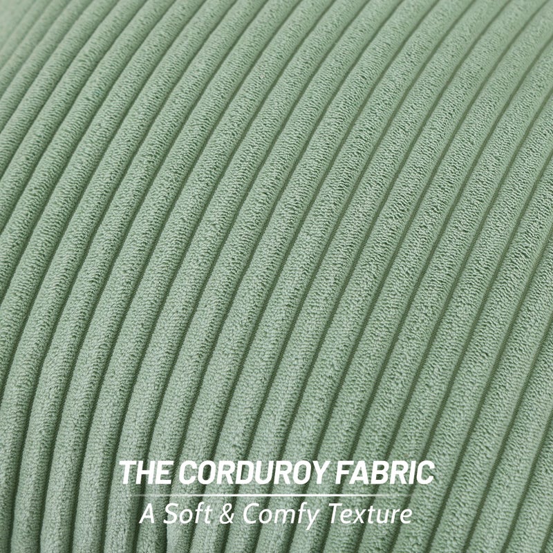 Mecatny Corduroy Pillow Covers 16x16 Inch Set of 2  Striped Decorative Square Spring Throw Pillow Covers with Wide Border for Couch Living Room Bed  Sage Green - Image 3