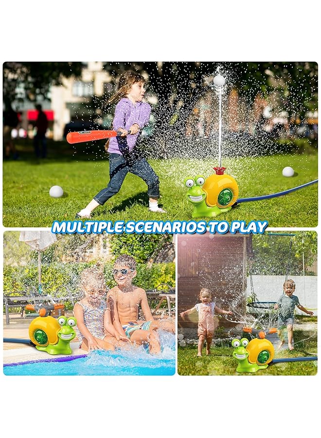 إكسفور لعبة رشاش مياه بيسبول للأطفال للعب في الهواء الطلق 2 في 1 لعبة مياه صيفية على شكل حلزون مع رأسين للرش، ألعاب رش مياه دوارة 360 درجة للأطفال من سن 4 إلى 8 سنوات، حفلات صيفية في الفناء الخلفي أو حمام السباحة - Image 3