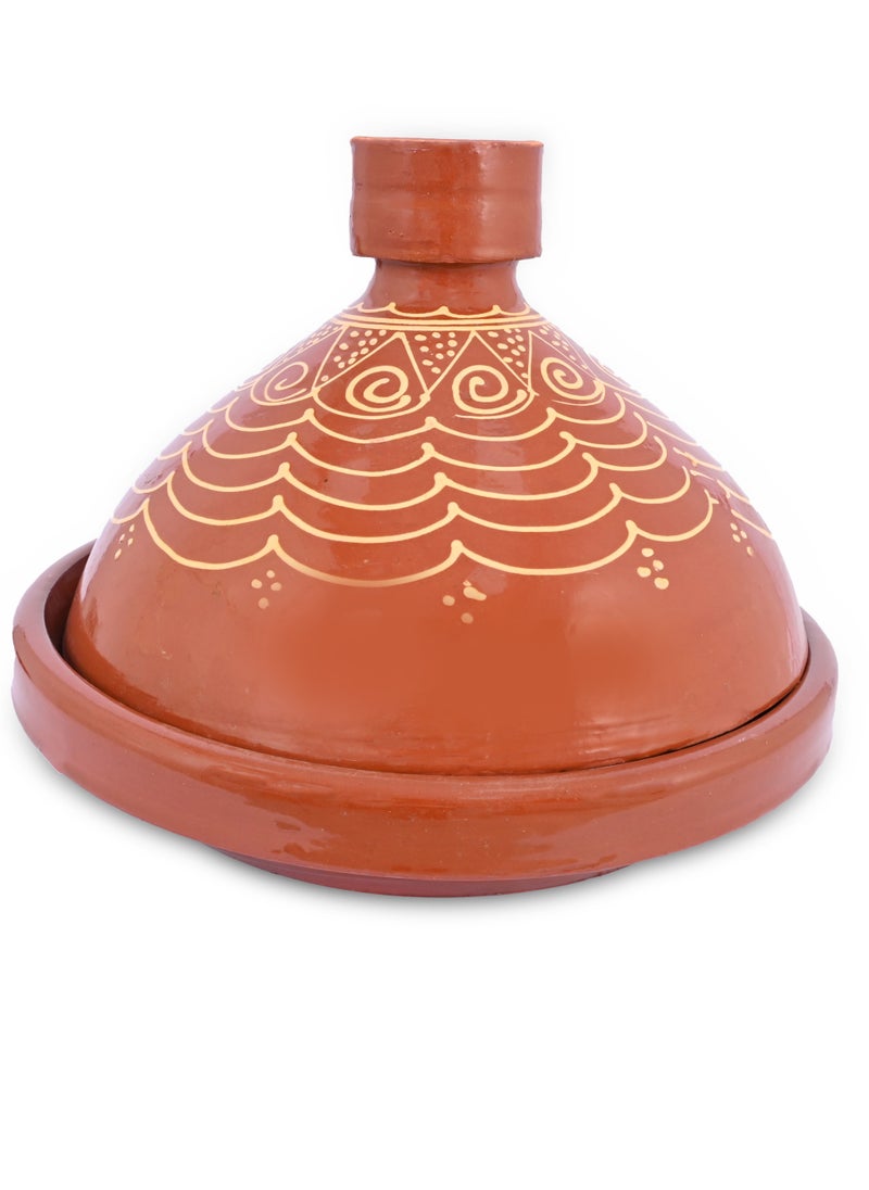 ماركة غير محددة - طاجين مغربي عضوي مزجج يدوياً - فخار طبيعي تقليدي - كبير يكفي من 4 إلى 5 أشخاص - Image 1