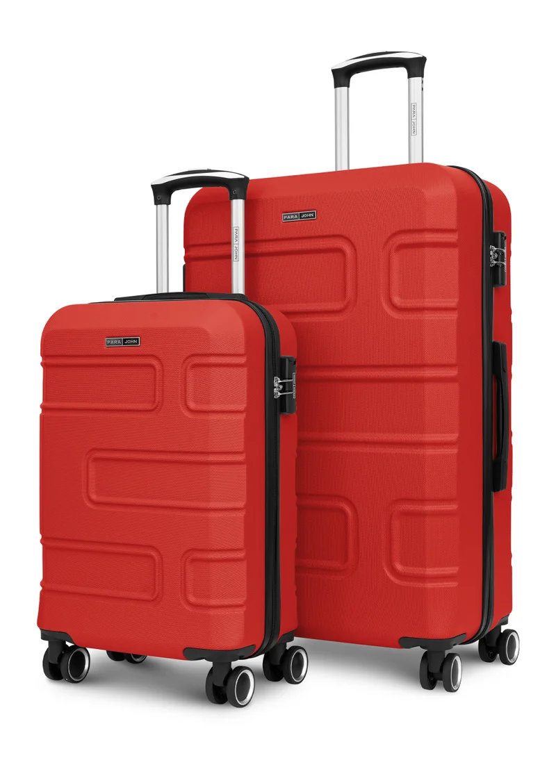 PARAJOHN UrbanShield 2-Piece Luggage Set – Lightweight ABS Hard Shell Suitcase, 20” Carry-On & 28” Check-In Trolley Bag with 360° Spinner Wheels & TSA Lock - Red