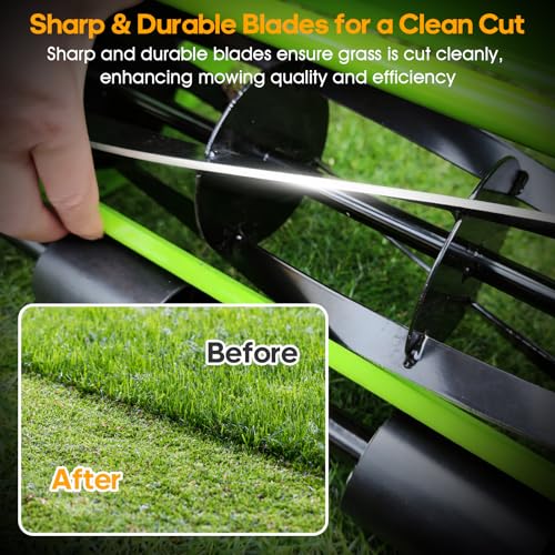 Folconroad 14-Inch 4-Blade Push Reel Lawn Mower, Manual Reel Push Mower, Walk-Behind Lawn Mowers, 5-Position Cutting Height Adjustment for Garden, Yard and Field, Suitable for 1-3 Inches of Grass - Image 3