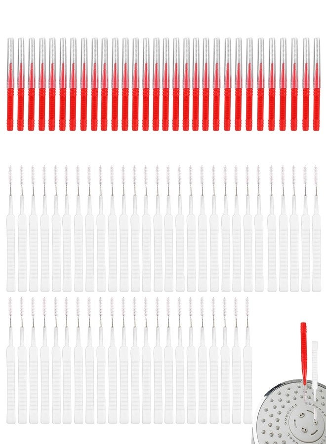 lasuroa 80pcs Shower Head Cleaner Tools Kit, 30 Cleaning Brushes & 50 Shower Hole Picks Practical Unclogger Brush for Bathroom Household Small Hole Nozzles Faucets Sink Gaps (Red & White) - Image 1