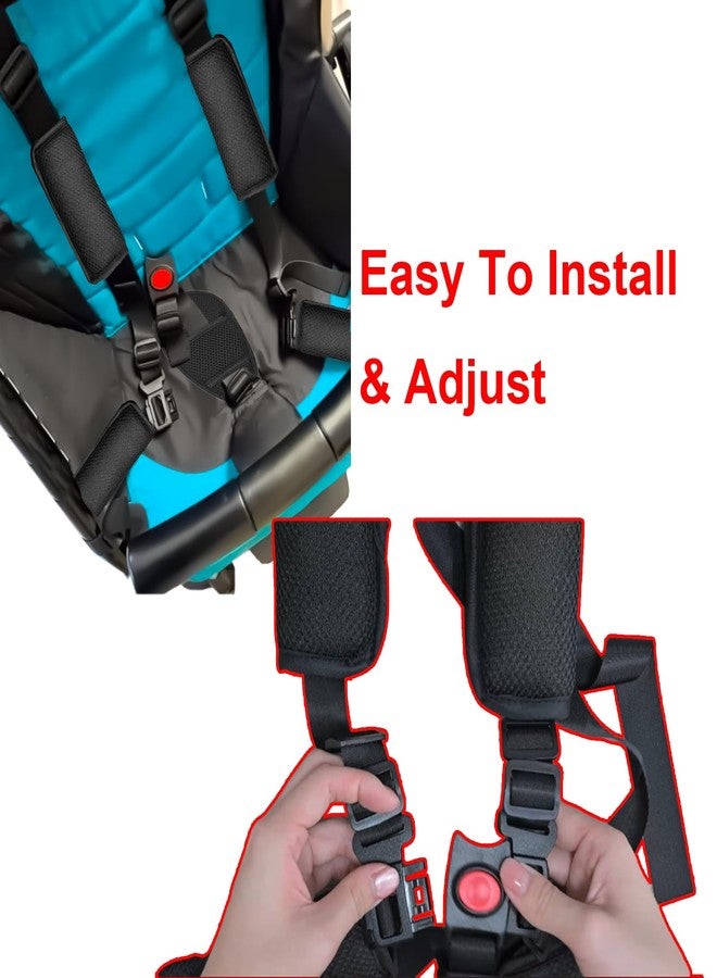 Anglepingping Universal 5 Point Harness Seat Belt for High Chair,Adjustable Seatbelt Crotch Cushion Shoulder Pads,Safety Harness Strap Belt Kit with Shoulder Strap and Crotch Harness Pads - Image 5
