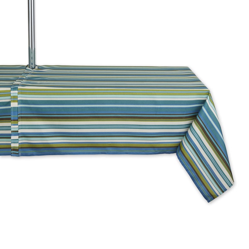 DII DII IndoorOutdoor Tabletop Collection Multiuse Machine Washable Striped Tablecloth 60x84 wZipper Beachy Print 