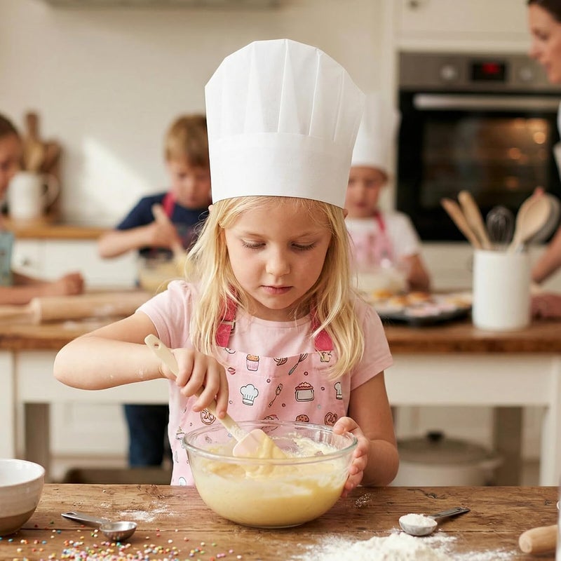 DOITOOL 20pcs Disposable Chef Hats White Paper Cooking Hats for Boys Bulk Kitchen Baking Food Service Uniform - Image 2