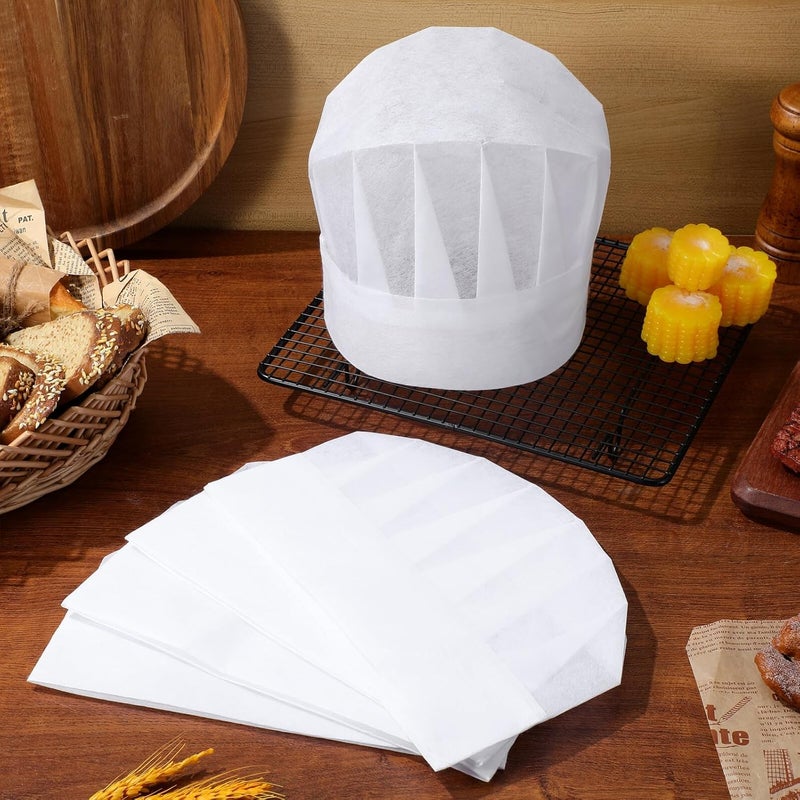 DOITOOL 20pcs Disposable Chef Hats White Paper Cooking Hats for Boys Bulk Kitchen Baking Food Service Uniform - Image 4