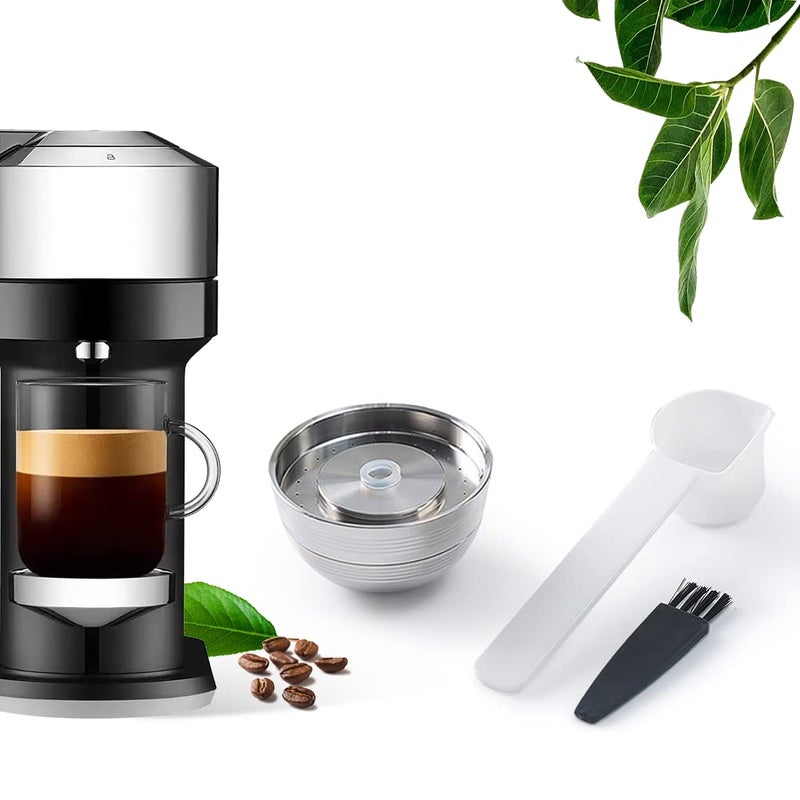 BENFUCHEN Stainless Steel Reusable Coffee Capsule ONLY For Vertuo Next Coffee Machine Metal Reusable Coffee Pod MUST Use With ORIGINAL 230ML Vertuo Pod Shell ONLY Fits Vertuo Next 1 Capsule