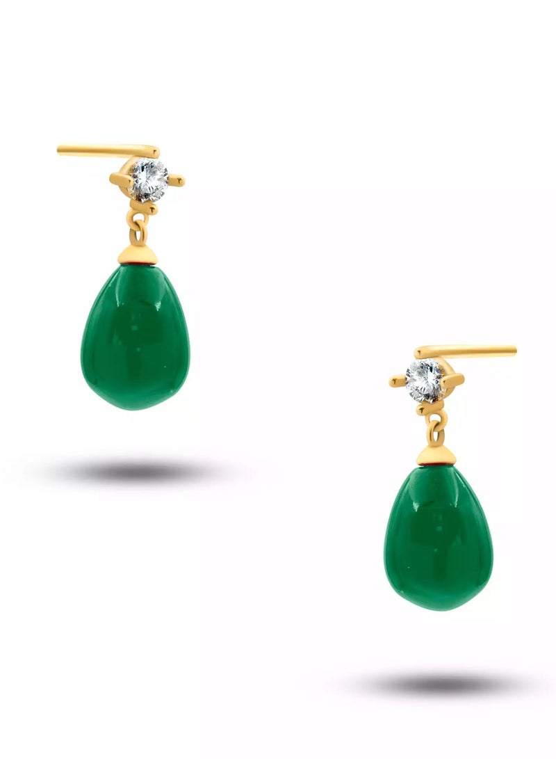 Ruby Art Gold 18K Pure Gold Earring for women with emerald stone -  0.74 Gram - Image 1