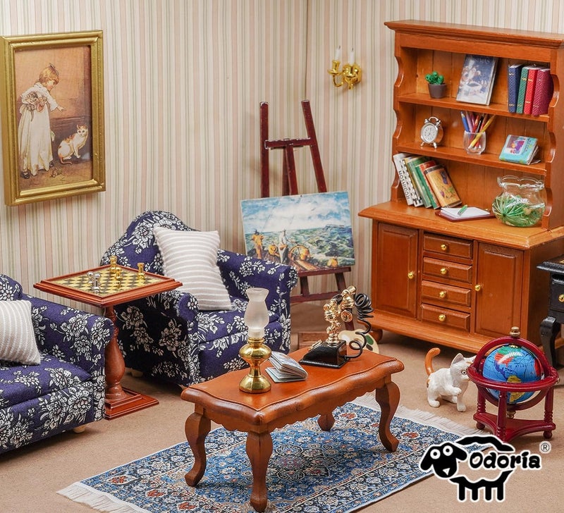 أودوريا 1/12 رف مصغر لإكسسوارات أثاث مطبخ بيت الدمى، بني - Image 4