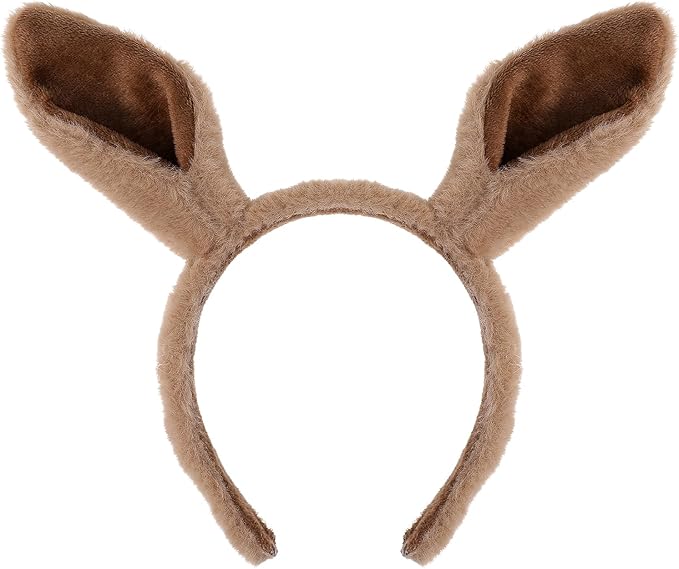 Sibba Horse Ears Headband Makeup Hairband Animal Caps Soft Women Hair Accessorie Movable Costumes Elastic Head Wear for Party Washing Face Spa Gifts Cosplay Dress up Light Brown