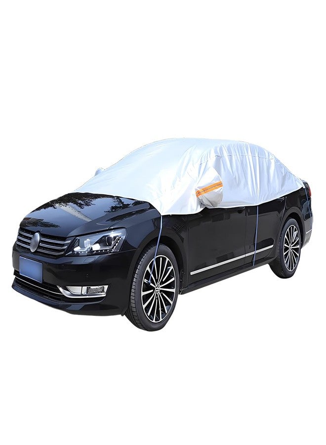 UHANBUT Half Car Cover for Sedan, Waterproof & Dustproof & Snowproof Automotive Windshield Covers, All-Weather Auto Sun Protection with Reflective Straps, 141.7" Vehicle Sunroof Cover (Notchback) - Image 1