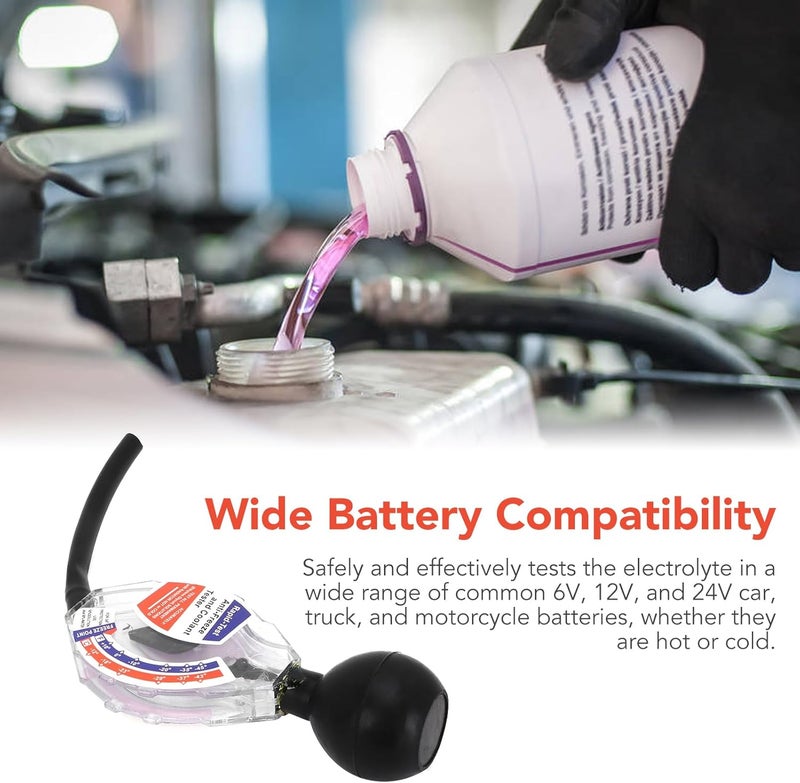 Dweekiy Coolant Tester, Antifreeze Tester High Accuracy Dial Type Anti-Freeze Coolant Tester Car Battery Liquid Densitometer 6/12/24V - Image 4