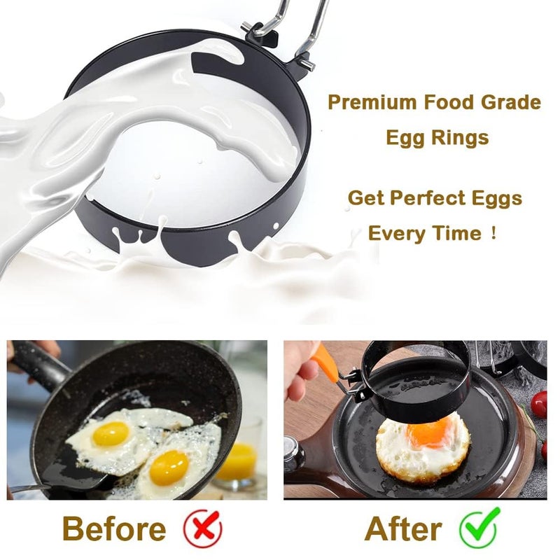 Yubng 3.5 inch Egg Rings for Frying Eggs,4 Pack Non-Stick Egg Patty Maker, Pancake Mold for Indoor Camping Breakfast Sandwiches Egg Mcmuffins (4 pack, 3.5inch) - Image 2