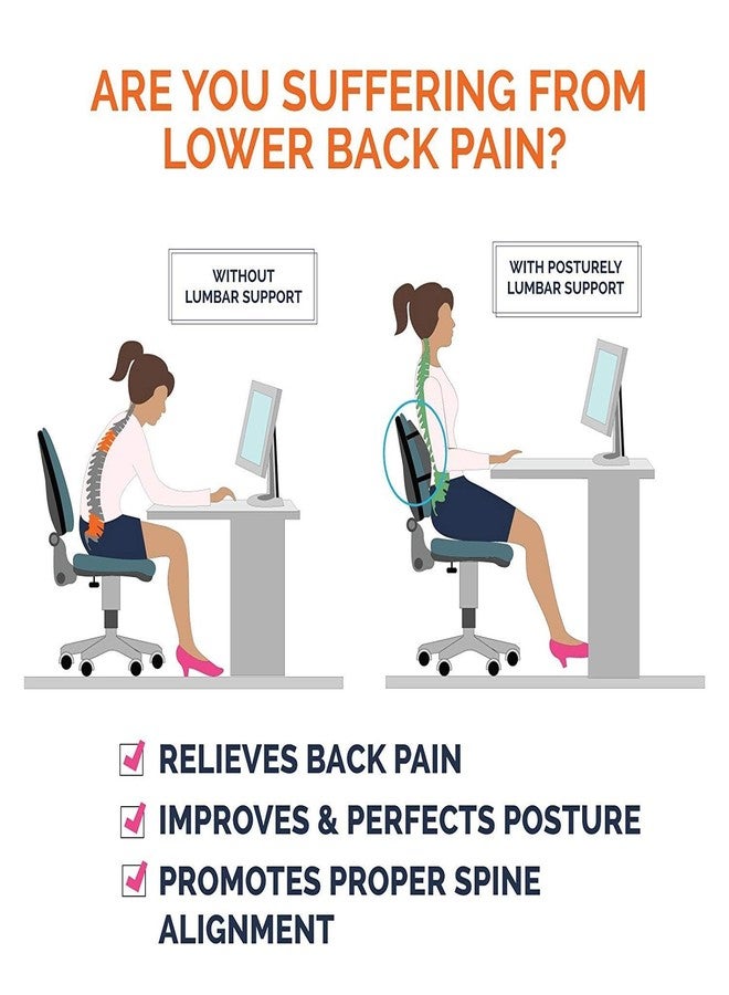 Y3H Orthopedic Lumbar Support Memory Foam Back Rest Cushion | Design for Back Pain Relief | Improves Posture While Sitting | Ideal Back Pillow for Computer/Office Chair (Grey) - Image 4